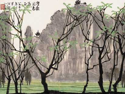 白雪石 1973年作 阳朔山水 镜心